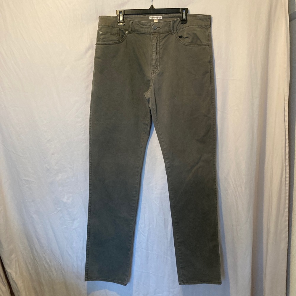 Peter Millar Mens 36x34 Soft Sateen 5-Pocket Pants Olive Green Straight Leg